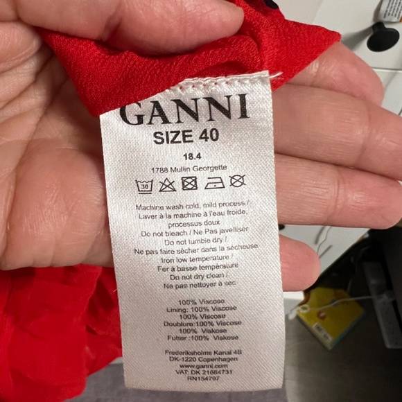 Ganni red polka dot georgette dress - Picture 4 of 8